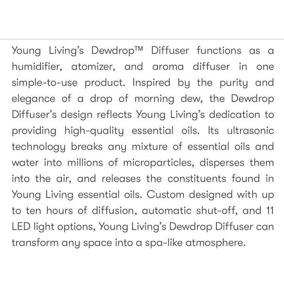 Young Living Dewdrop™ Diffuser for Essential Oils, New in Box - Picture 7 of 7